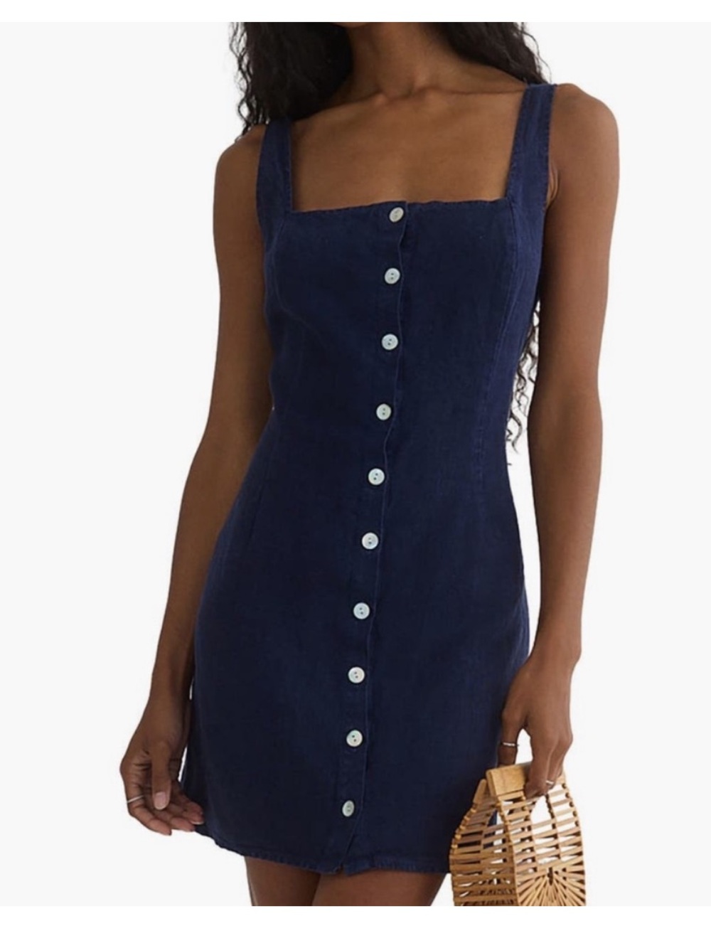 NWT Bella Dahl Navy Button Down Mini Linen Dress